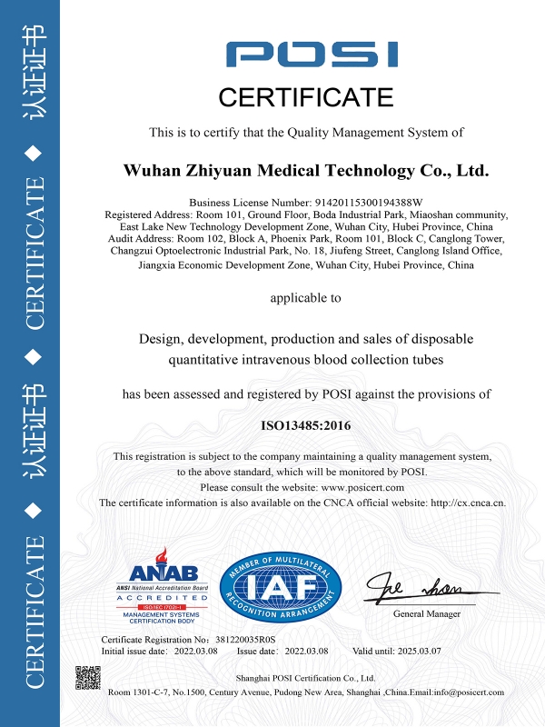 ISO 13485 quality system certification
